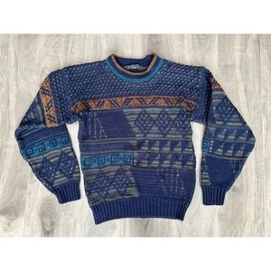 90s Style Geometric Abstract Knit Pattern Pullover Kid Sweater *Read Description